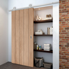 Top Mounted Stainless Steel Sliding Track & Door - Wexford Oak Panel Door - Unfinished