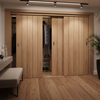 Three Sliding Maximal Wardrobe Doors & Frame Kit - Wexford Oak Panel Door - Unfinished