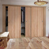 Minimalist Wardrobe Door & Frame Kit - Three Wexford Oak Panel Doors - Unfinished