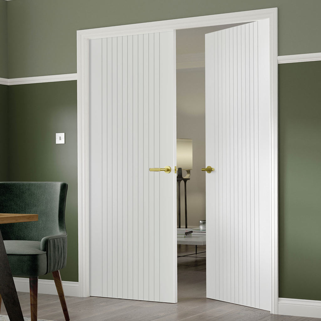 J B Kind Aria White Primed Flush Internal Door Pair