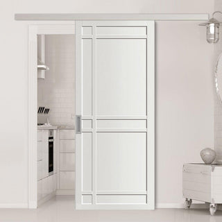 Image: Single Sliding Door & Premium Wall Track - Eco-Urban® Leith 9 Panel Door DD6316 - 6 Colour Options