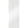Premium Single Sliding Door & Wall Track - Victorian Shaker 4 Panel Door - White Primed
