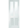 SpaceEasi Top Mounted Black Folding Track & Double Door - Malton Shaker Door - Clear Glass - White Primed