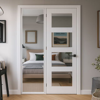 Image: White Room Divider - Coventry White Primed Glazed Door with Full Glass Side - 2018mm High - Multiple Widths