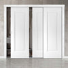 Minimalist Wardrobe Door & Frame Kit - Three Eindhoven 1 Panel Doors - White Primed