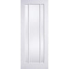 Lincoln Double Evokit Pocket Door - Clear Glass - White Primed