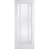 Lincoln Double Evokit Pocket Door - Clear Glass - White Primed