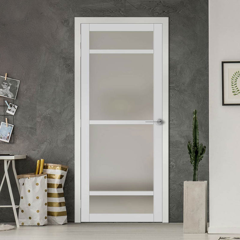 Malvan 4 Pane Solid Wood Internal Door UK Made DD6414SG Frosted Glass - Eco-Urban - Colour Options