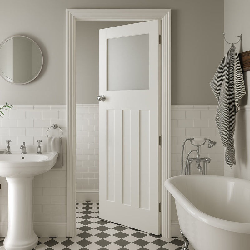 UK Made to Measure - Wilton 1930'  Interior Door - Frosted Glass - Premium Primed - 7 Colour Options