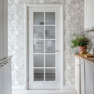 Image: Moulded 10 Pane Internal Door - Clear Glass - White Primed