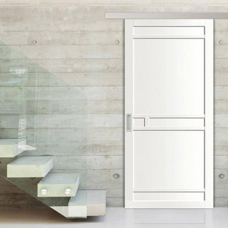 Image: Single Sliding Door & Premium Wall Track - Eco-Urban® Sheffield 5 Panel Door DD6312 - 6 Colour Options