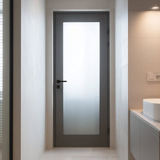 Image: UK Made to Measure - Redford 1L Interior Door - Frosted Glass - Premium Primed - 7 Colour Options
