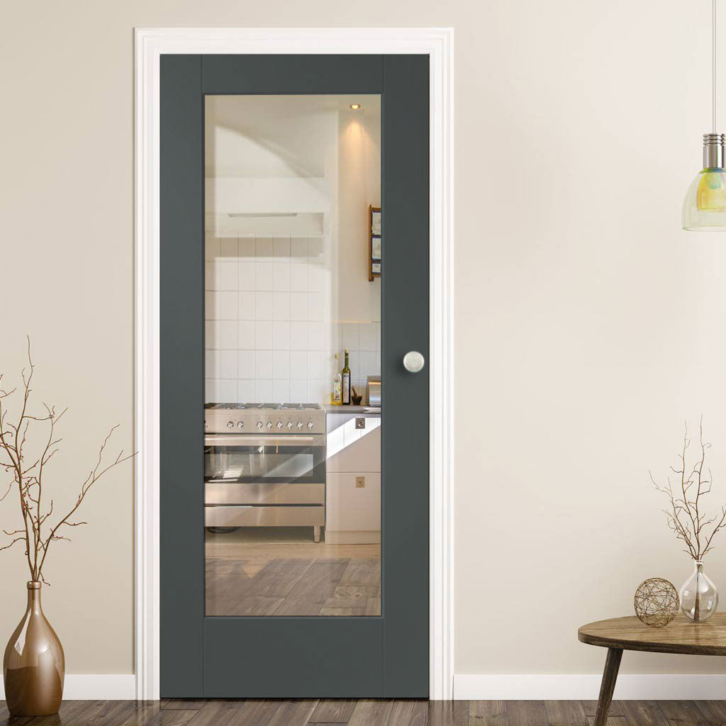 Prefinished Pattern 10 Fire Door - Clear Glass - Choose Your Colour