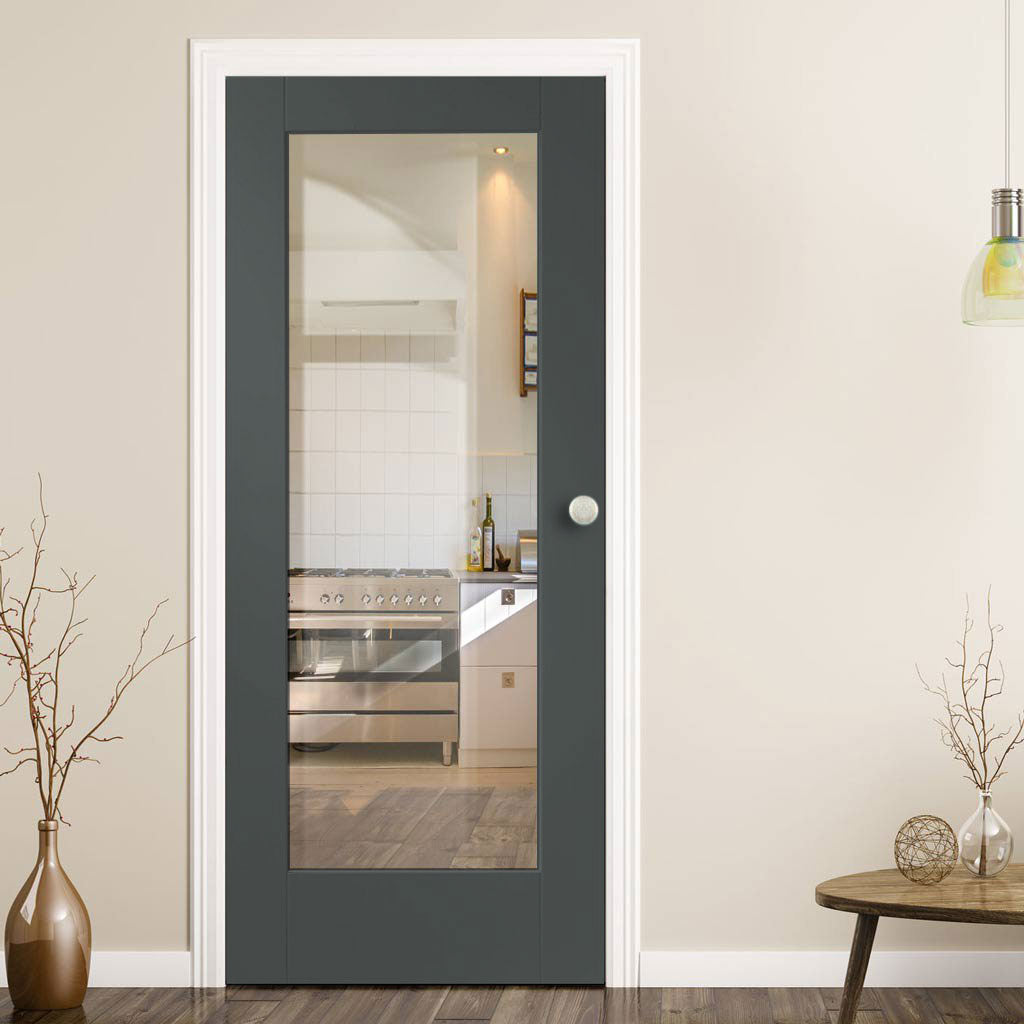 Prefinished Bespoke Pattern 10 Fire Door - Clear Glass - Choose Your Colour