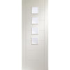 Premium Single Sliding Door & Wall Track - Palermo Door - Obscure Glass - White Primed