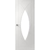 Premium Single Sliding Door & Wall Track - Pesaro Flush Door - Clear Glass - White Primed