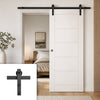 Single Sliding Door & Black Barn Track - Seville White Primed Flush Door
