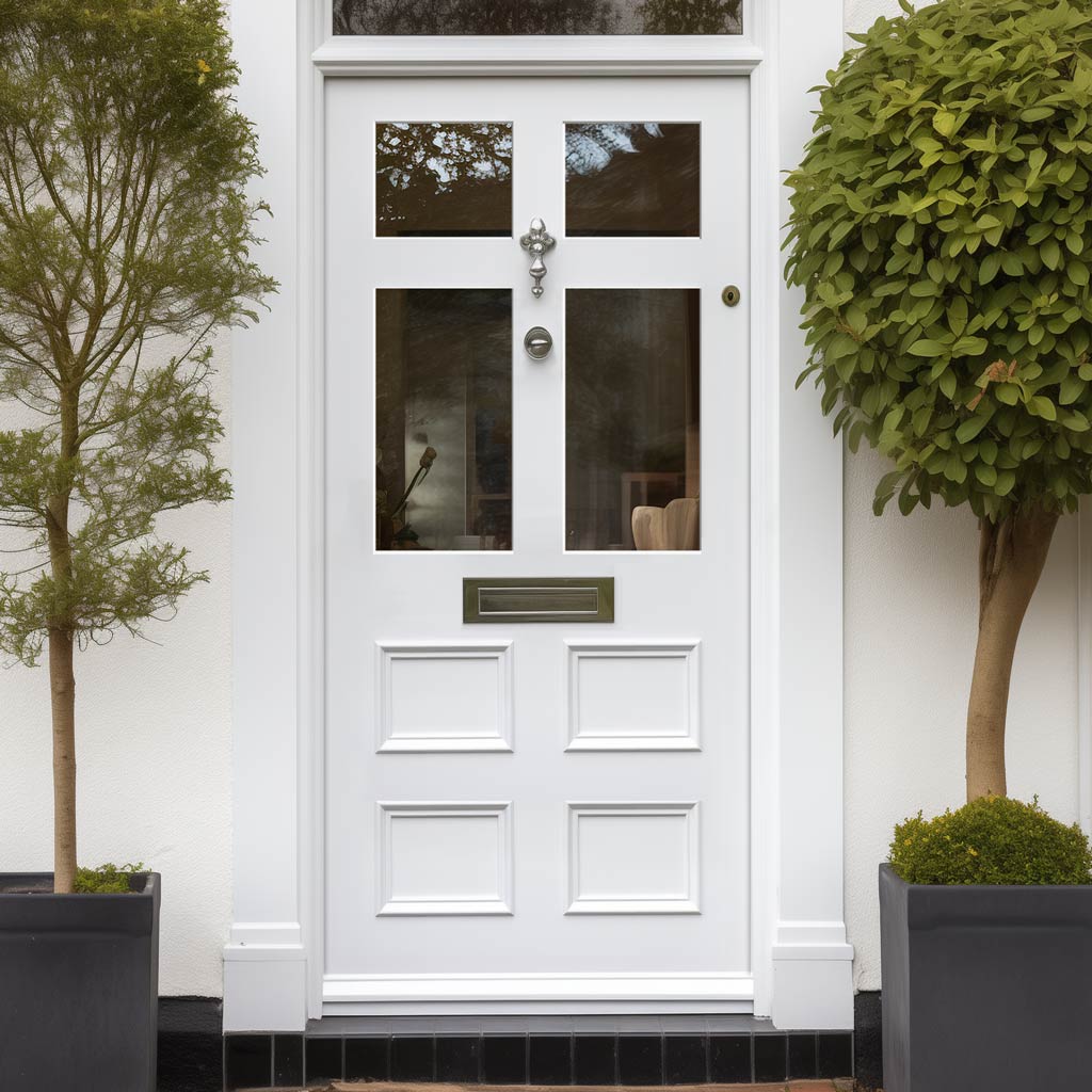 External Victorian Bronte Made to Measure Front Door - 45mm Thick - Seven Colour Options - Toughened Double Glazing