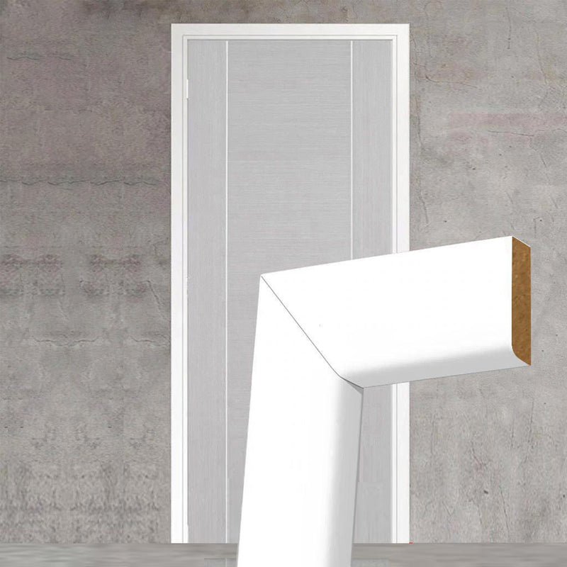 Made to Size Single Interior White Primed MDF Frame and Simple Architrave Set - For 30 Minute Fire Doors