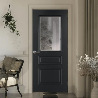 Image: Windsor Internal Door Black Prefinished - Clear Bevelled Glass