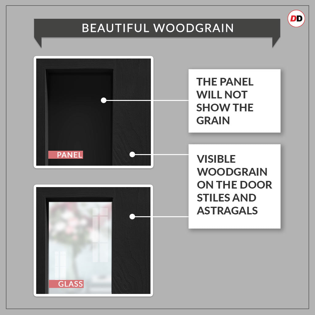 Florence Panel Solid Wood Internal Door Pair UK Made DD0114P - Shadow ...