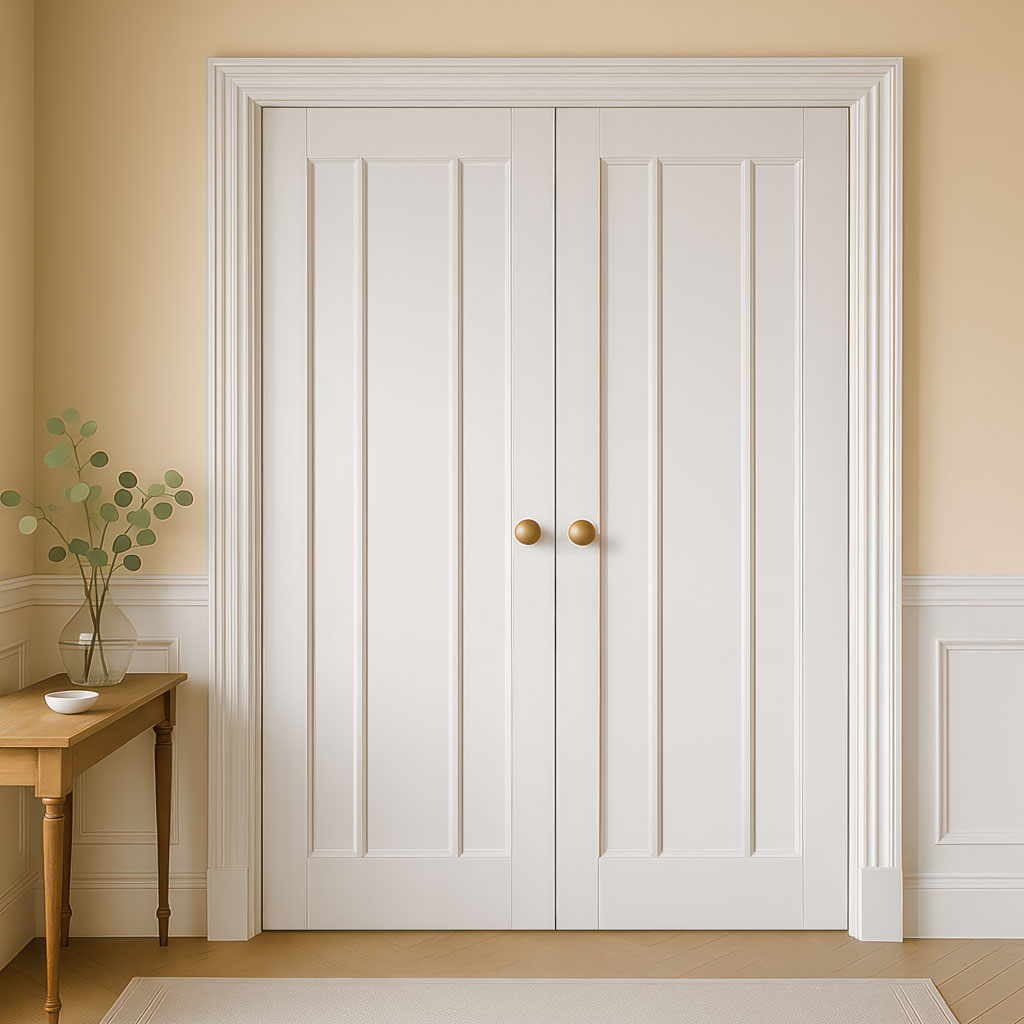 Worcester 3 Panel Internal Door - White Primed Pair