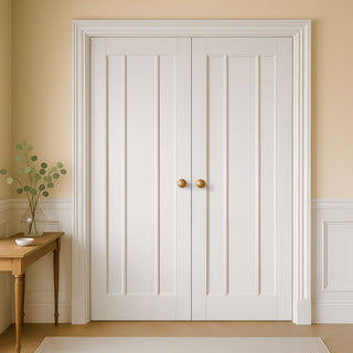 Image: Worcester 3 Panel Internal Door - White Primed Pair