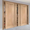 Minimalist Wardrobe Door & Frame Kit - Four Worcester Oak 3 Panel Doors - Prefinished