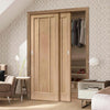 Minimalist Wardrobe Door & Frame Kit - Two Worcester Oak 3 Panel Doors - Unfinished