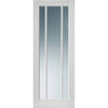 Premium Single Sliding Door & Wall Track - Worcester 3 Pane Door - Clear Glass - White Primed