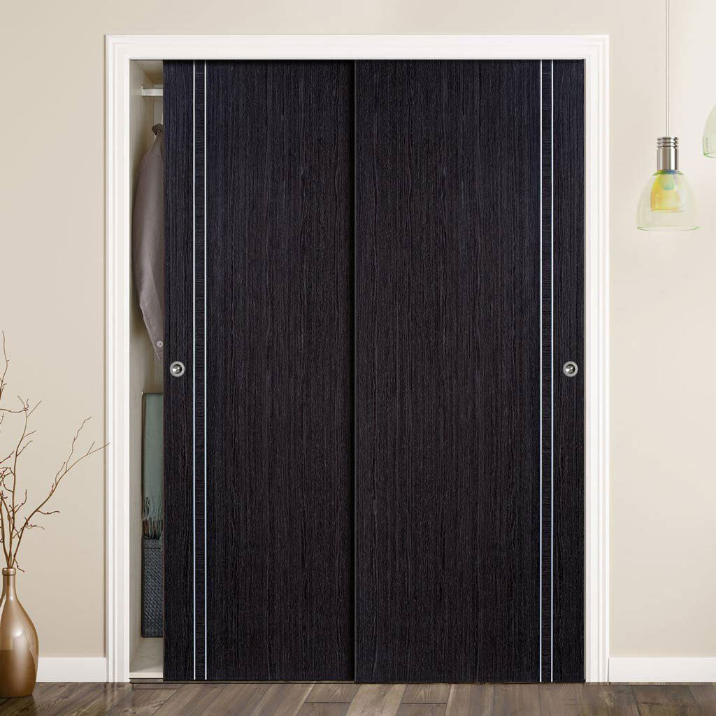Minimalist Wardrobe Door & Frame Kit - Two Zanzibar Ash Grey Doors - Prefinished