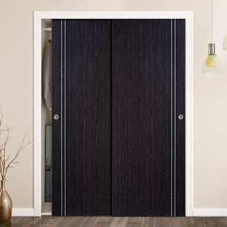 Image: Minimalist Wardrobe Door & Frame Kit - Two Zanzibar Ash Grey Doors - Prefinished