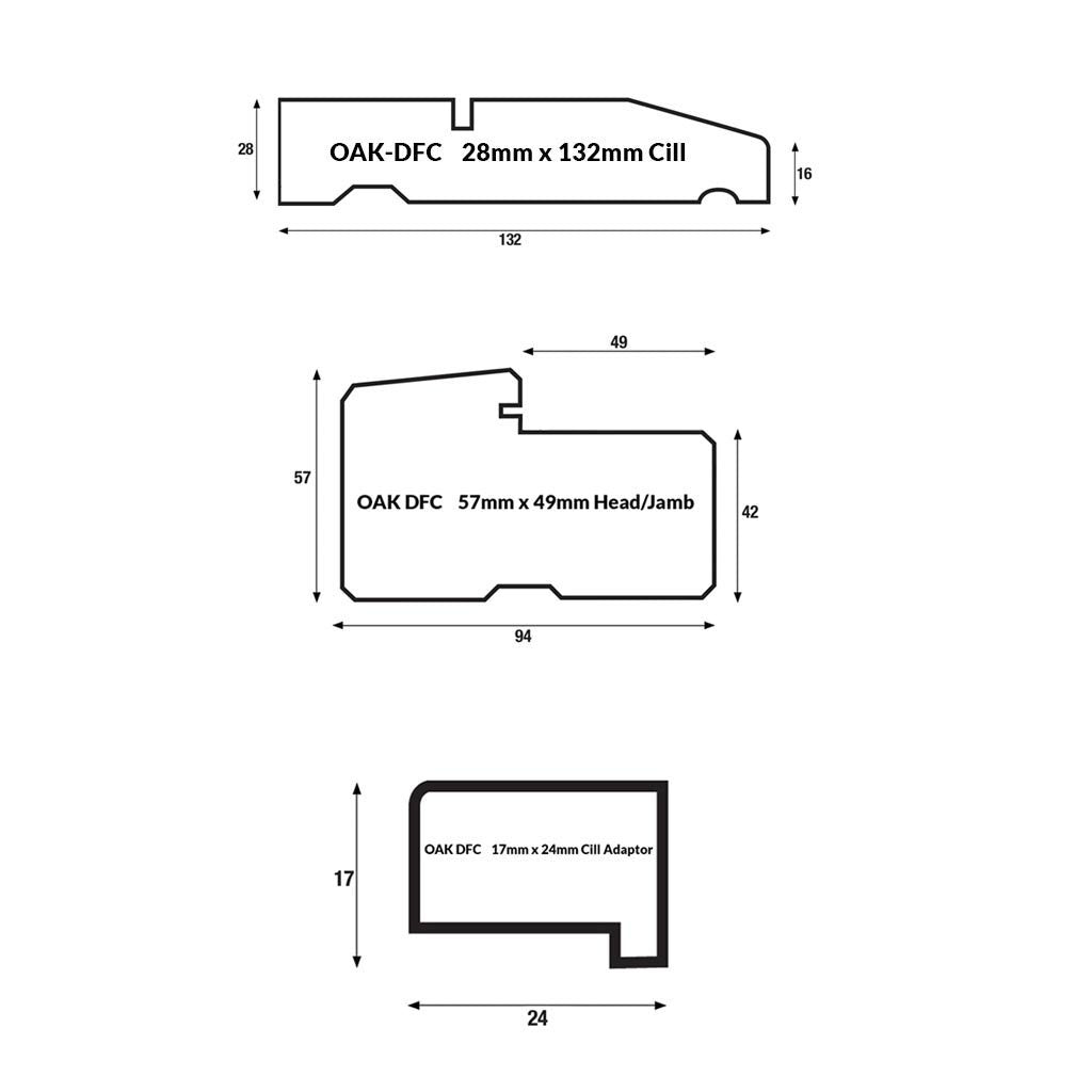 Cottage 6L Exterior Oak Door and Frame Set - Clear Double Glazing - Two Unglazed Side Screens, From LPD Joinery