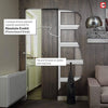 Cut away image of pocket door cassette and door installed in plasterboarded wall