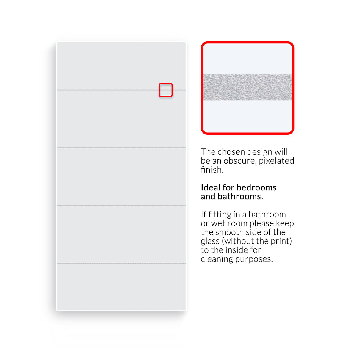 Single Glass Sliding Door - Reston 8mm Obscure Glass - Obscure Printed Design - Planeo 60 Pro Kit