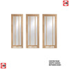 Four Folding Doors & Frame Kit - Worcester Oak 3 Pane 3+1 - Clear Glass - Prefinished