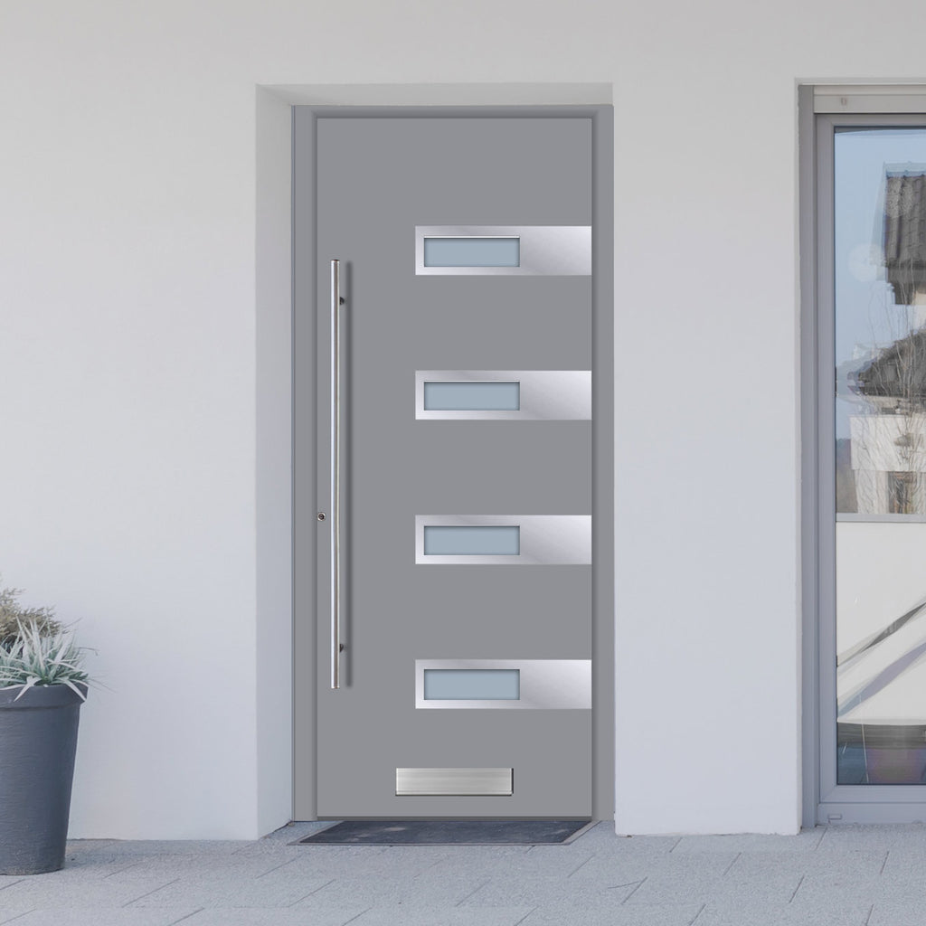 External ThruSafe Aluminium Front Door - 1325 Stainless Steel - 7 Colour Options