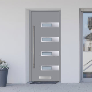 Image: External ThruSafe Aluminium Front Door - 1325 Stainless Steel - 7 Colour Options