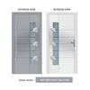 External ThruSafe Aluminium Front Door - 1581 CNC Grooves & Stainless Steel - 7 Colour Options