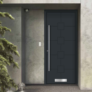 Image: External ThruSafe Aluminium Front Door - 1710 CNC Grooves Solid - 7 Colour Options