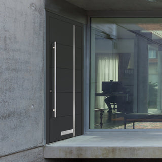 Image: External ThruSafe Aluminium Front Door - 1736 CNC Grooves Solid - 7 Colour Options