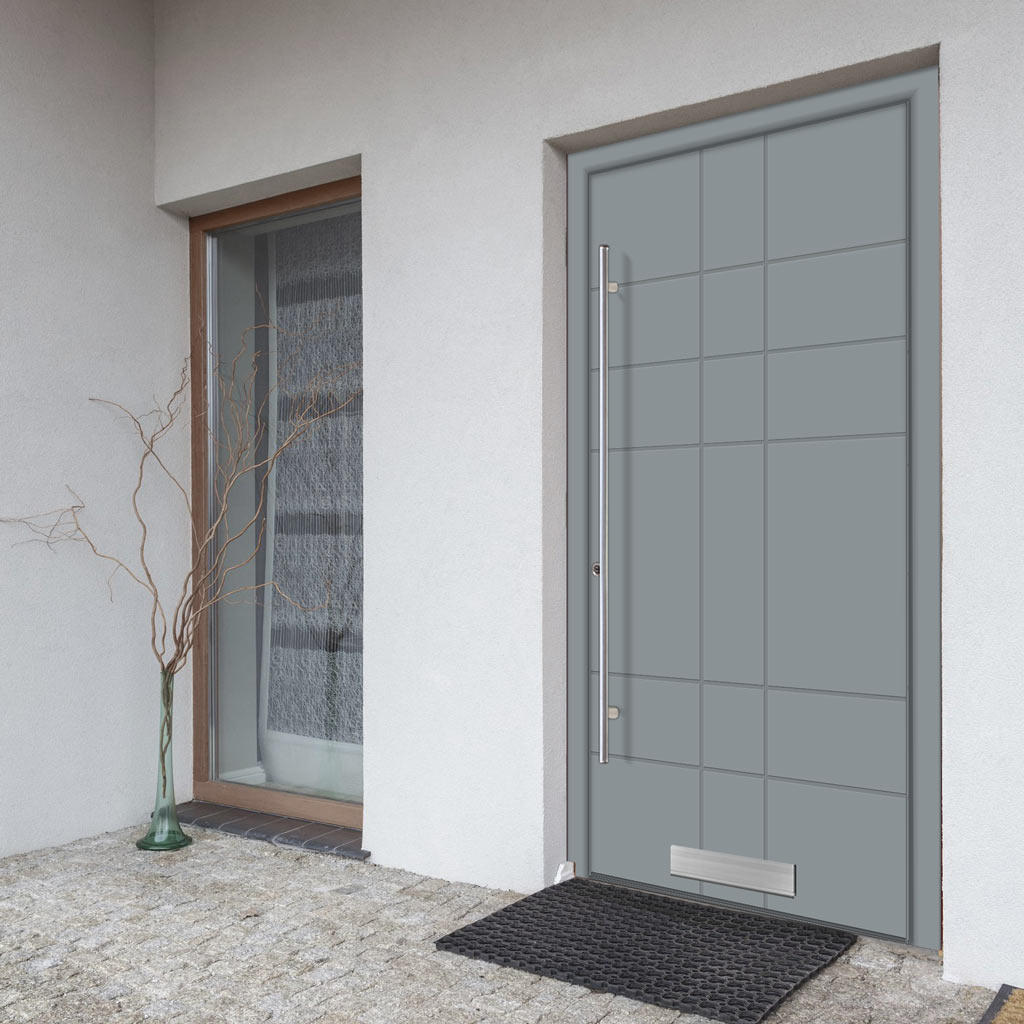 External ThruSafe Aluminium Front Door - 1740 CNC Grooves Solid - 7 Colour Options