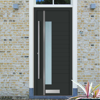 Image: External ThruSafe Aluminium Door - 1747 CNC Grooves & Stainless Steel - 7 Colour Options