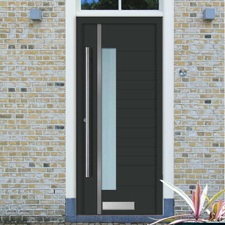 Image: External ThruSafe Aluminium Front Door - 1747 CNC Grooves & Stainless Steel - 7 Colour Options