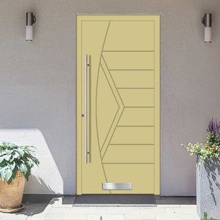 Image: External ThruSafe Aluminium Front Door - 1755 CNC Grooves Solid - 7 Colour Options