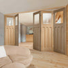 Bespoke Thrufold DX Oak 1930's Style Glazed Folding 3+2 Door