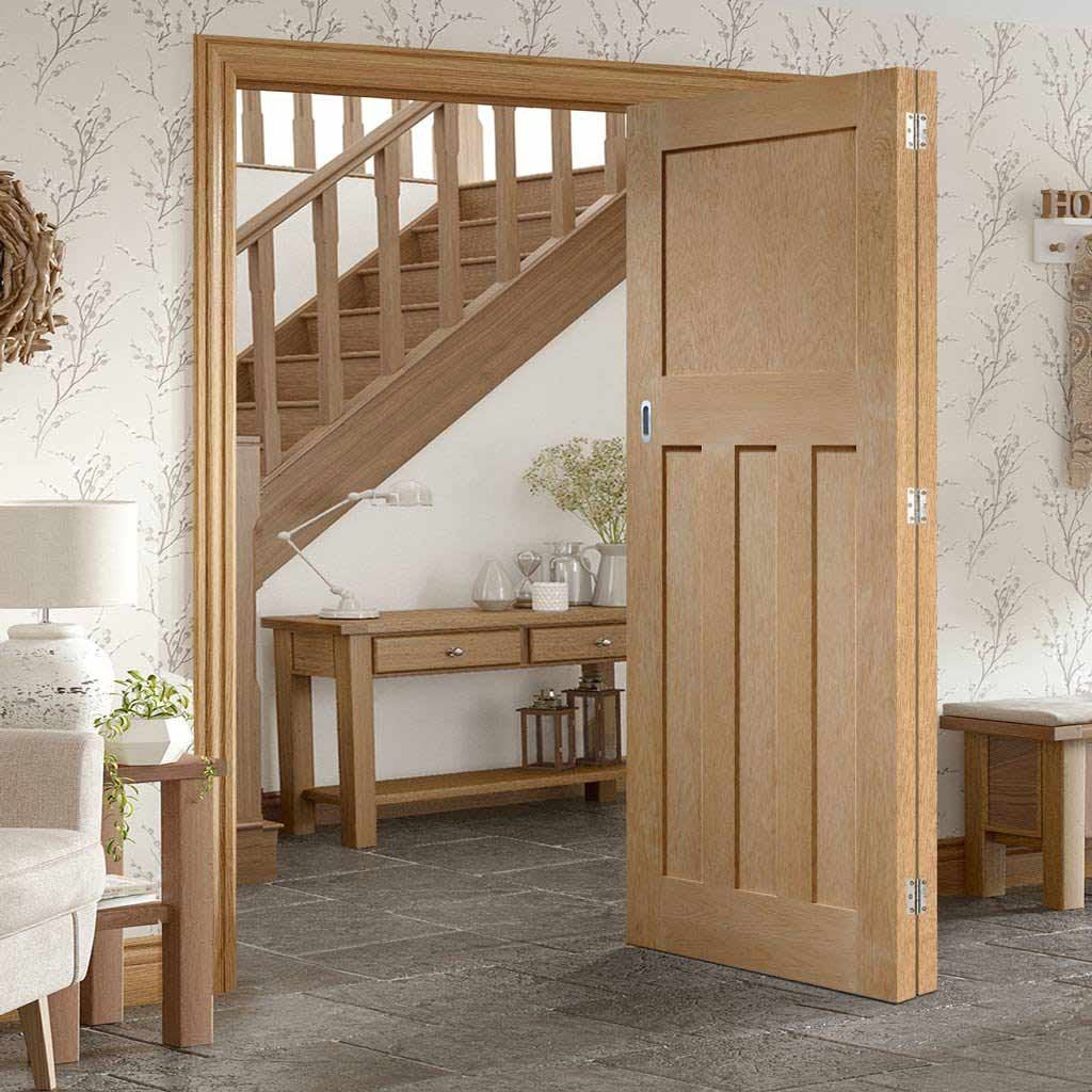 Bespoke Thrufold DX 1930'S Oak Panel Folding 2+0 Door - Prefinished