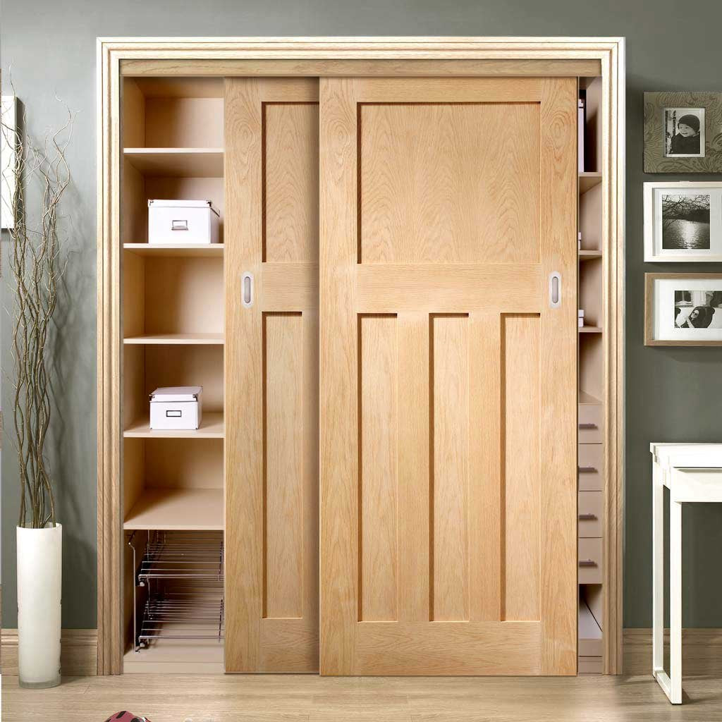 Bespoke Thruslide DX 1930's Oak Panel 2 Door Wardrobe and Frame Kit