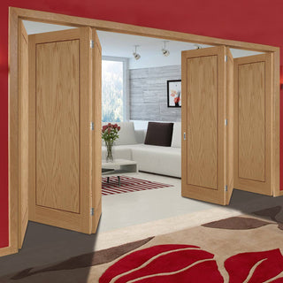 Image: Six Folding Doors & Frame Kit - 1 Panel Inlay Flush Oak 3+3 - Prefinished