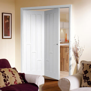 Image: Two Folding Doors & Frame Kit - Coventry 2+0 Folding Panel Door - White Primed